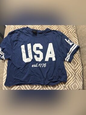 Navy USA Graphic Tee - White Lettering